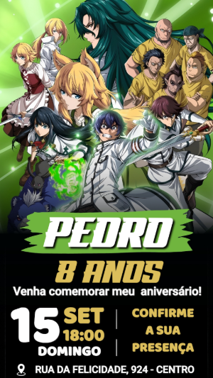 Convite de Aniversário The Wrong Way to Use Healing Magic Editável