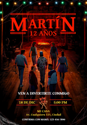 Invitación de Cumpleaños Stranger Things para Editar