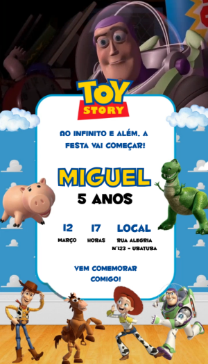 Convite Animado Toy Story: Vídeo de Aniversário Editável