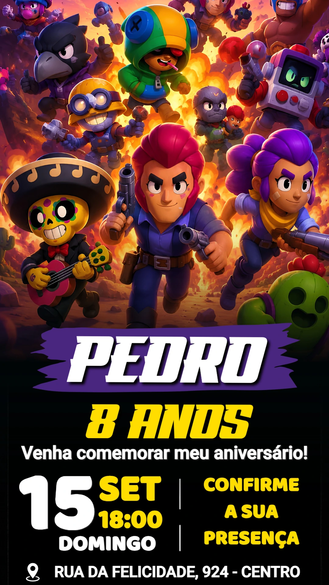 Convite de Aniversário Brawl Stars para Editar Online Convite de Aniversário Brawl Stars para Editar Online