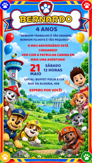 Invito di compleanno Paw Patrol – Statico – Felicity Artes
