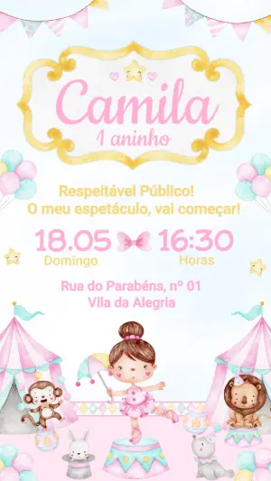 Invitation d'anniversaire Cirque – Statique – Festôu Convites
