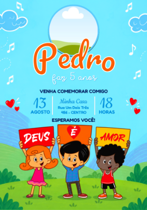 Convite de Aniversário 3 Palavrinhas com Foto Editável