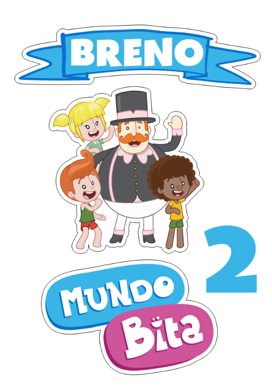 Topo de Bolo Mundo Bita Editável para Festa de Aniversário