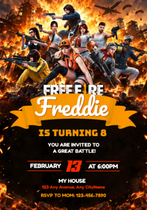Free Fire Birthday Invitation | Editable Digital Template