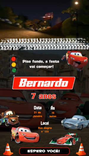 Vídeo Convite de Aniversário Carros para Editar