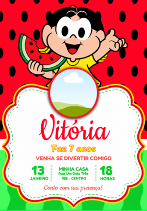 Convite de Aniversário Magali com Foto para Editar