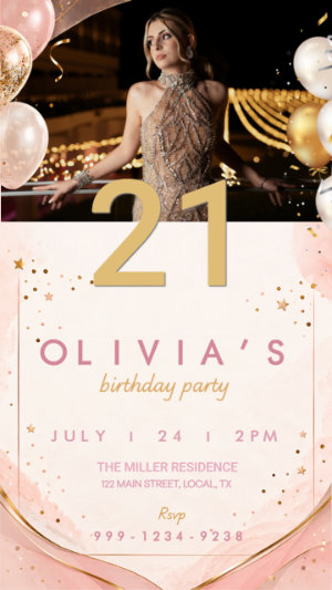 Elegant Photo Birthday Party Invitation Template