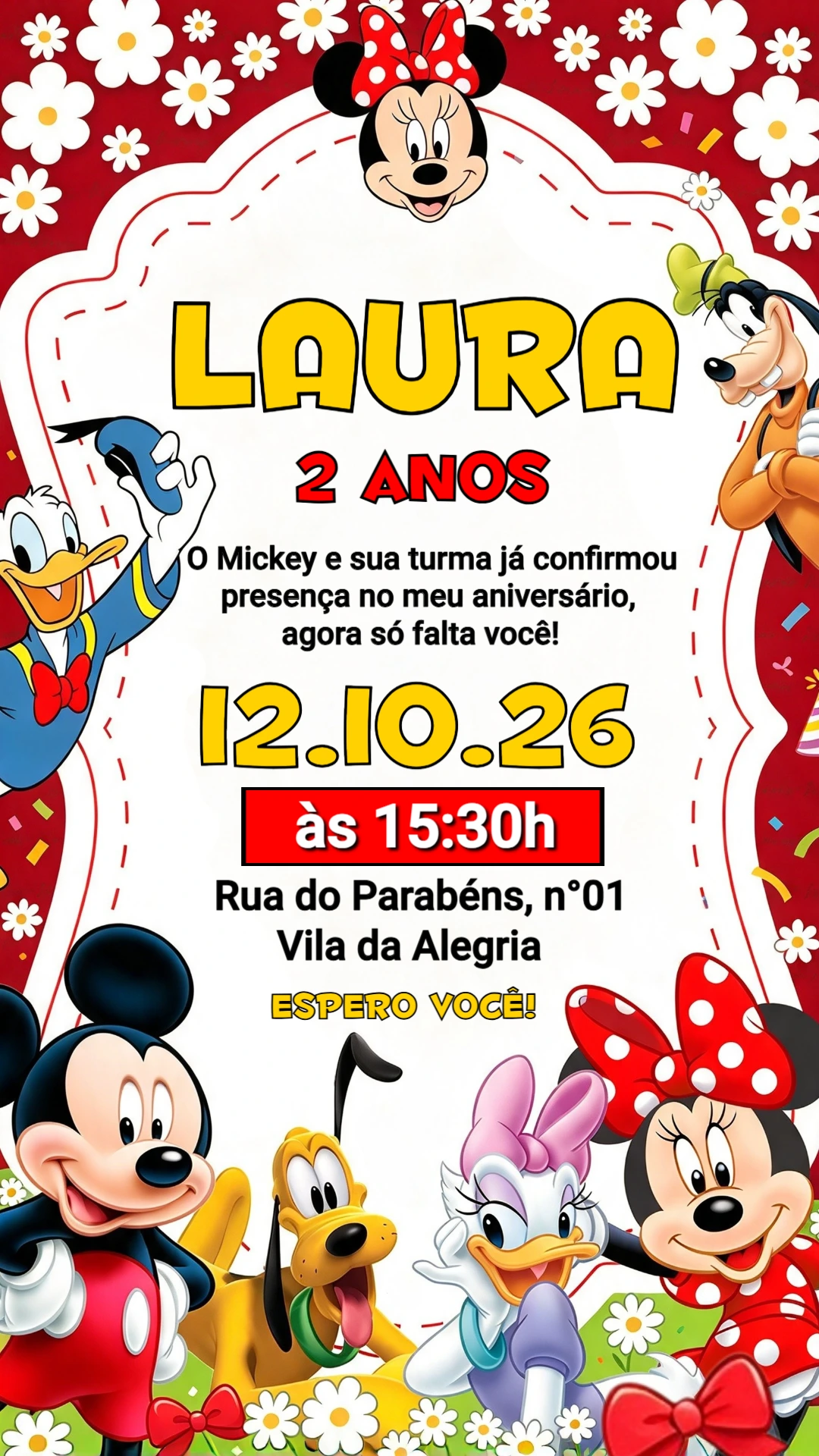 Convite de Aniversário Turma do Mickey para Editar Online Convite de Aniversário Turma do Mickey para Editar Online