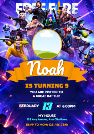 Free Fire Birthday Invitation | Editable Digital Template