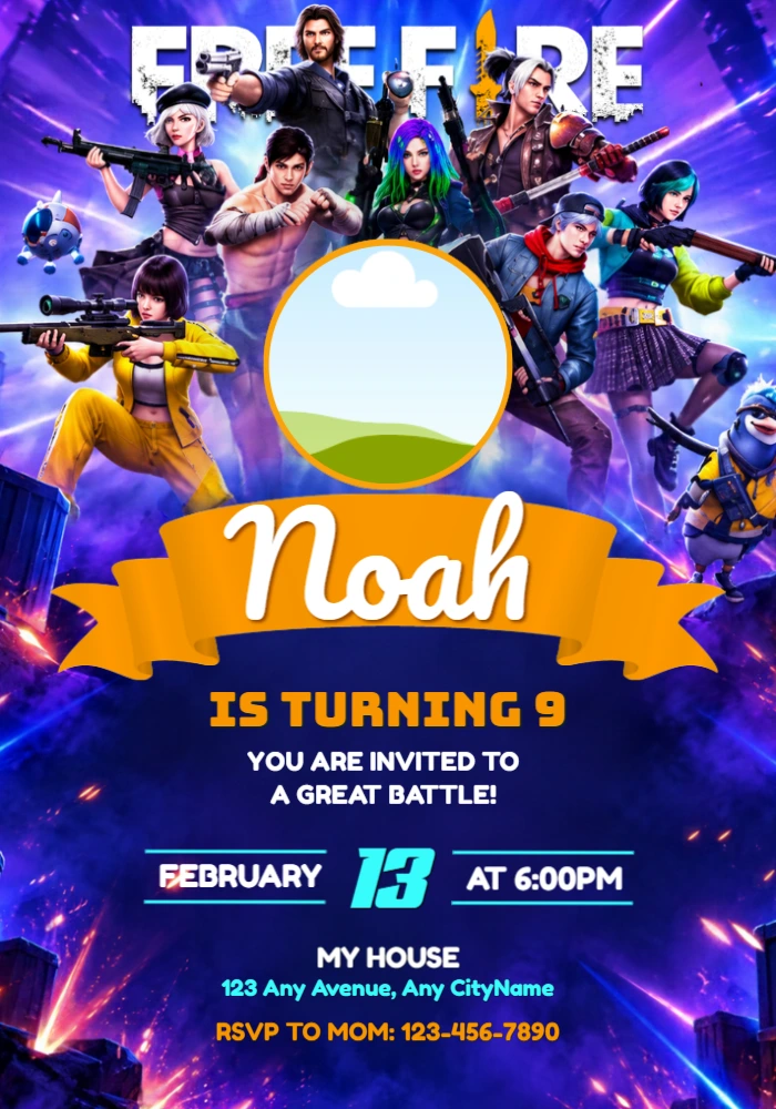 Free Fire Birthday Invitation | Editable Digital Template Free Fire Birthday Invitation | Editable Digital Template
