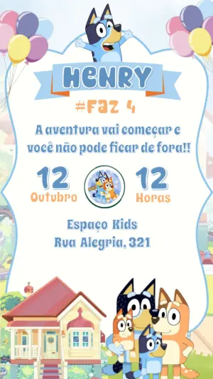 Invitation d'anniversaire Bluey – Statique – Felicity Artes
