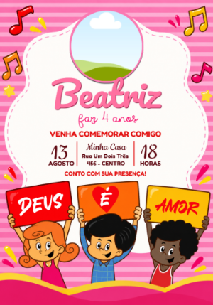 Convite de Aniversário 3 Palavrinhas com Foto Editável