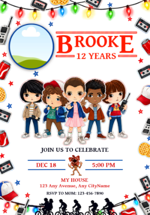 Stranger Things Birthday Invitation with Photo - Editable Template