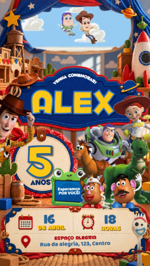 Vídeo Convite Animado Toy Story: Aniversário para Editar