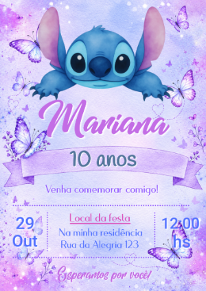 Invitación de cumpleaños Stitch – Estático – André Luís Vieira