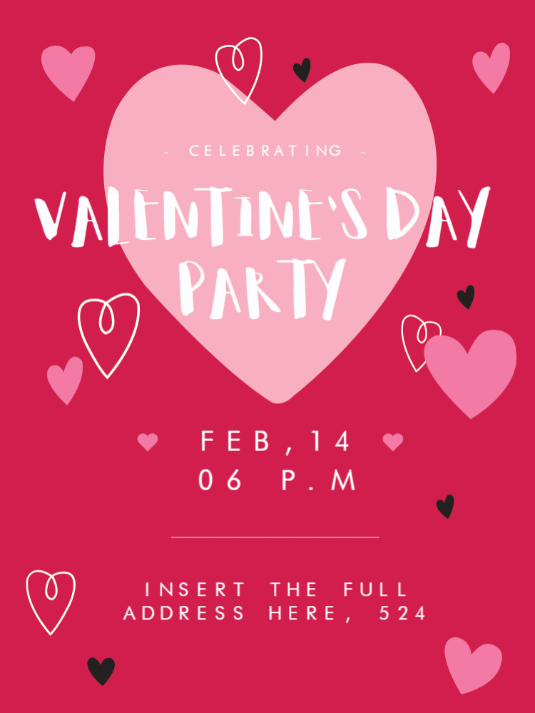 Valentine's Day Party Invitation with Hearts to Edit Online