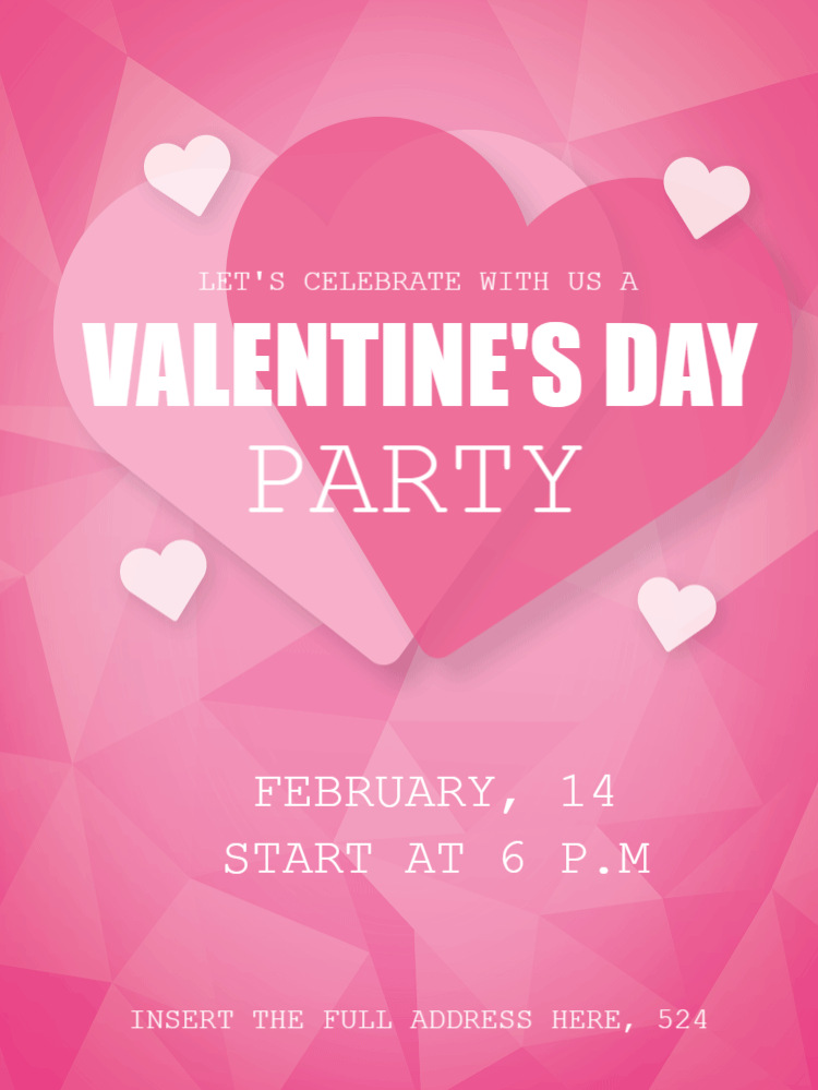 Valentine's Day Party Invitation with Hearts to Edit Online