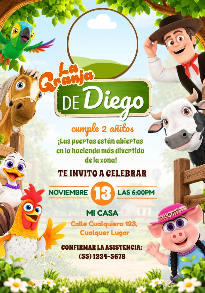 Invitación Editable de Cumpleaños de La Granja de Zenón Invitación Editable de Cumpleaños de La Granja de Zenón