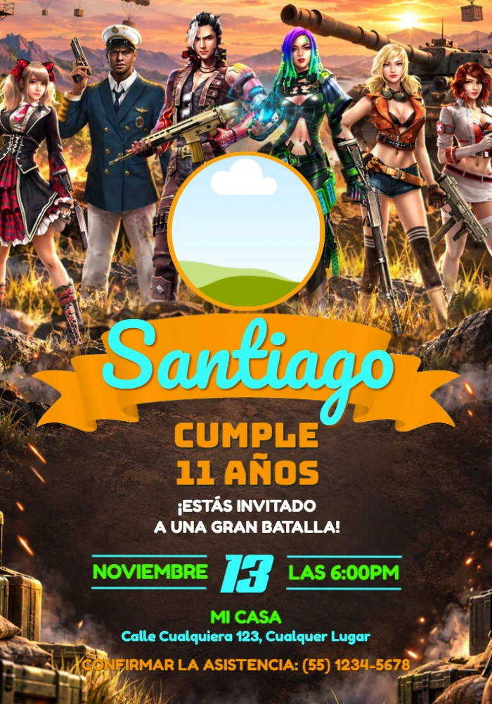 Invitación de Cumpleaños Free Fire | Plantilla Digital para Editar Invitación de Cumpleaños Free Fire | Plantilla Digital para Editar