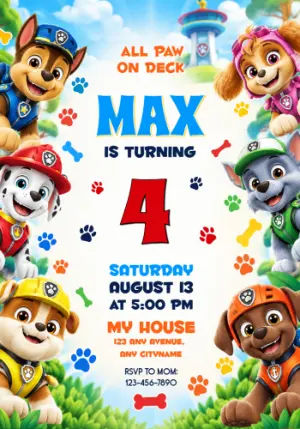 Paw Patrol Birthday Invitation | Full Pup Squad | Editable Model
