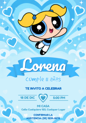Invitación de Cumpleaños de Burbuja Volando entre Corazones Editable
