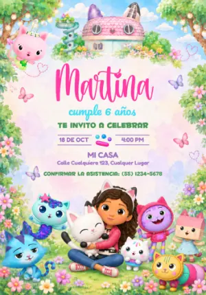 Gabby's Dollhouse Birthday Invitation – Static – Jotta Arts