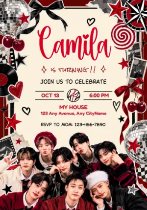 Stray Kids Birthday Invitation | Rockstar Vibe Editable Template