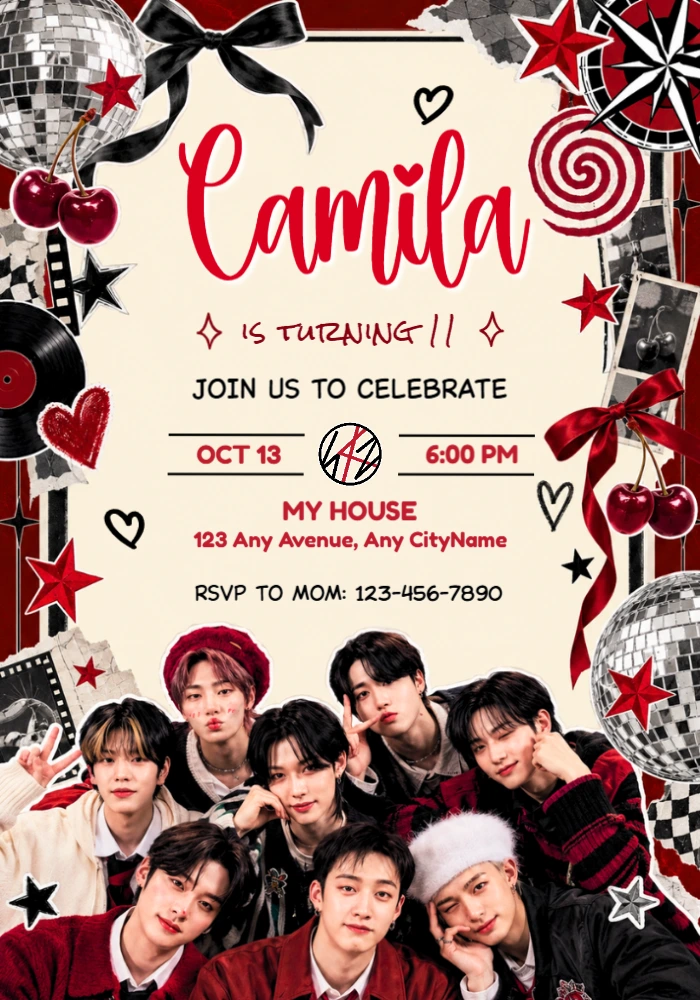 Stray Kids Birthday Invitation | Rockstar Vibe Editable Template Stray Kids Birthday Invitation | Rockstar Vibe Editable Template