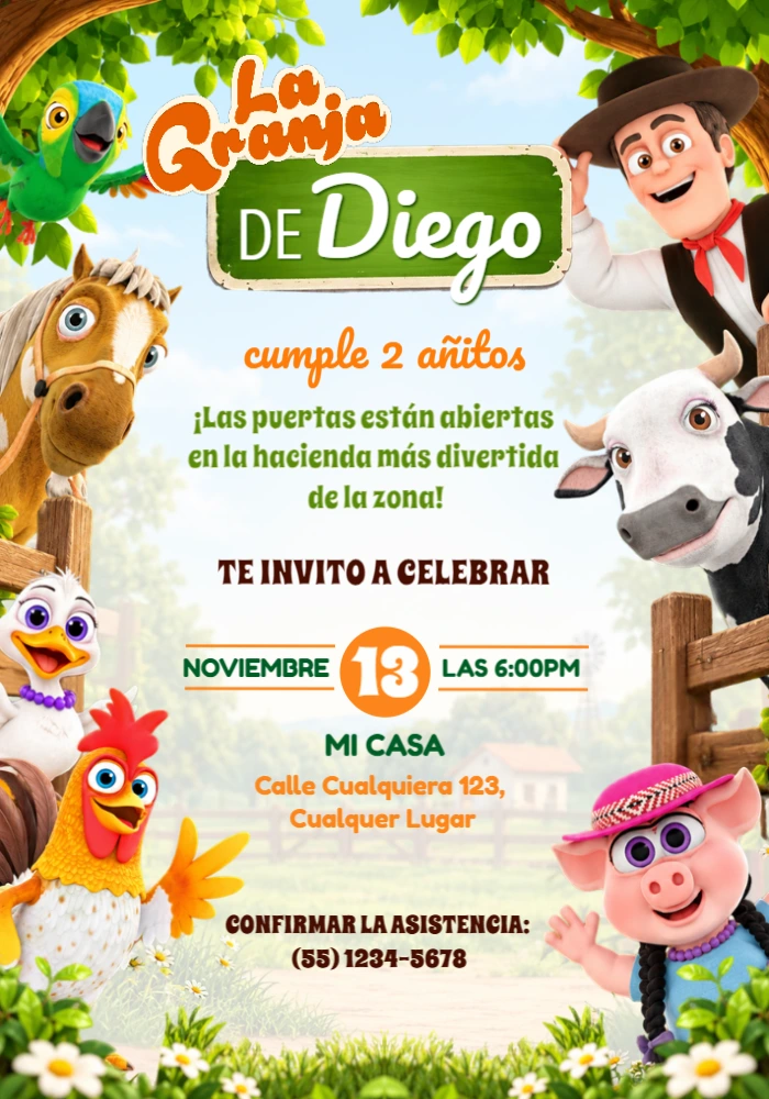 Invitación de Cumpleaños La Granja de Zenón para Editar Invitación de Cumpleaños La Granja de Zenón para Editar