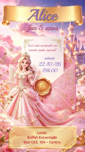 Invitación de cumpleaños Princesas – Estático – Heliene Designer