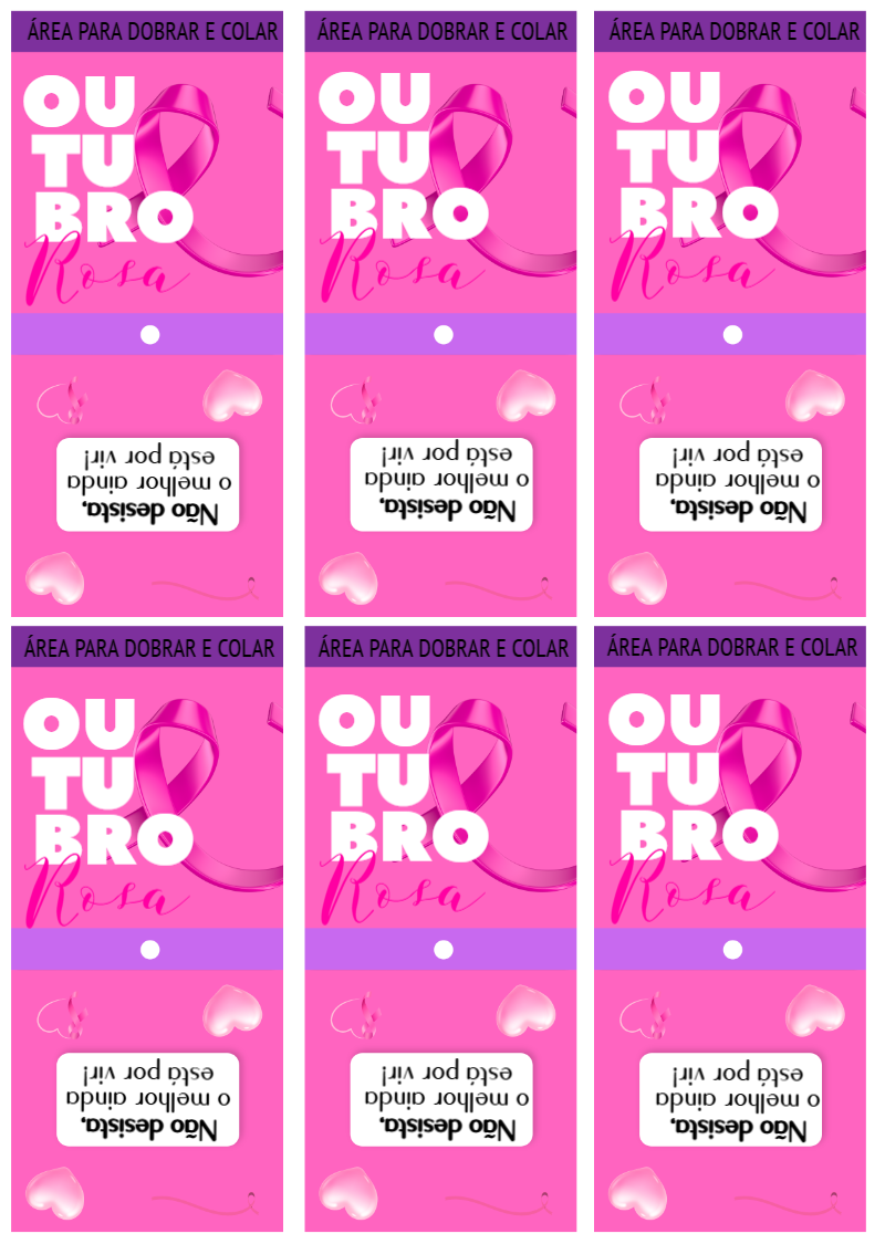Capa de Pirulito Outubro Rosa com Laço Editável para Imprimir