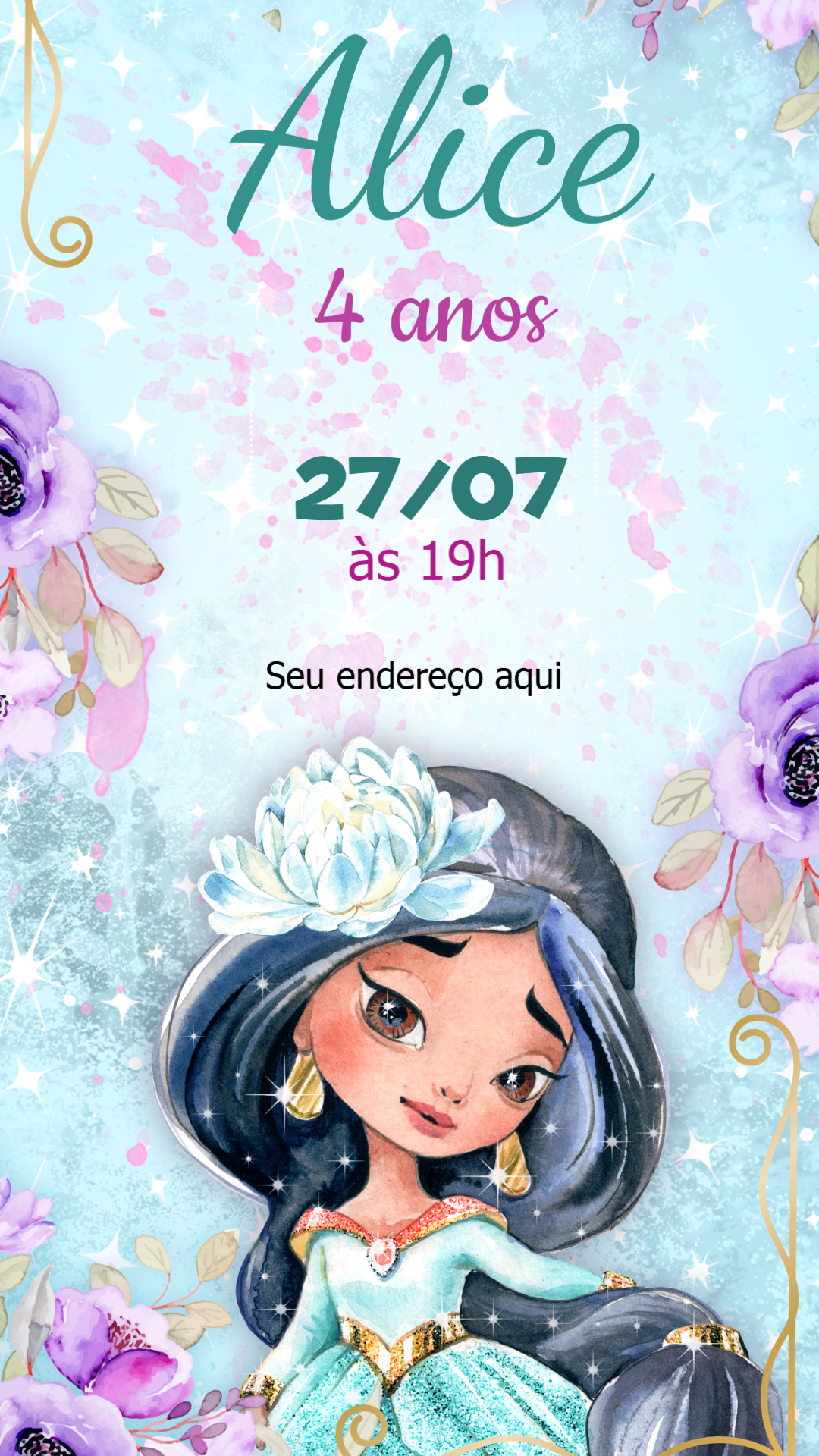 Invitación de cumpleaños Princesas – Estático – MR Produções