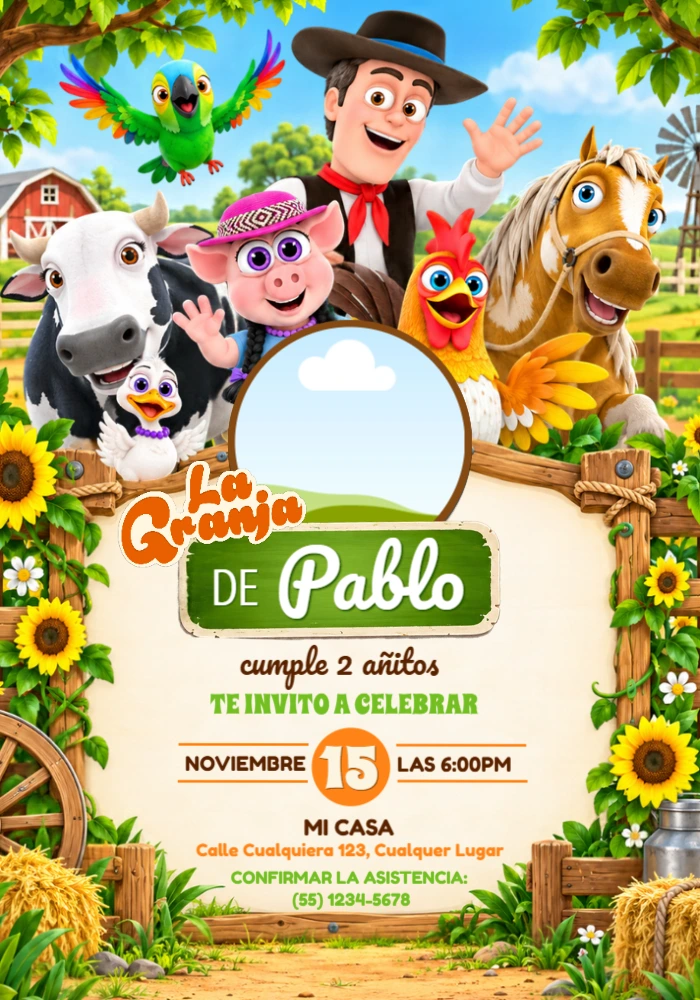 Invitación de Cumpleaños La Granja de Zenón para Editar Invitación de Cumpleaños La Granja de Zenón para Editar