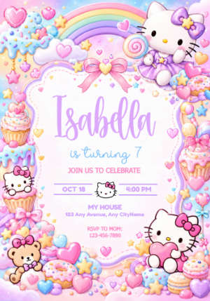Editable Hello Kitty Birthday Invitation Template
