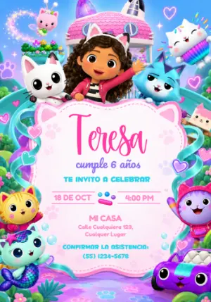 Gabby's Dollhouse Birthday Invitation – Static – Jotta Arts
