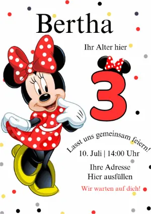 Rote Minnie Maus Geburtstagseinladung - Online Bearbeitbar