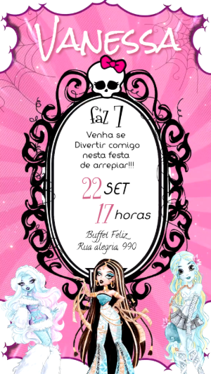 Vídeo Convite Animado Monster High para Aniversário Editável