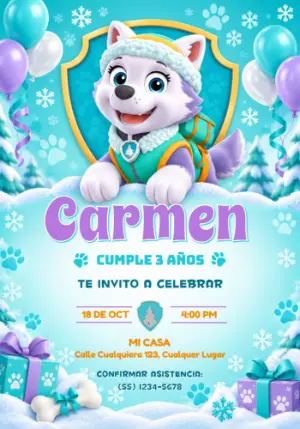 Invitación de Cumpleaños de Everest en la Nieve Editable