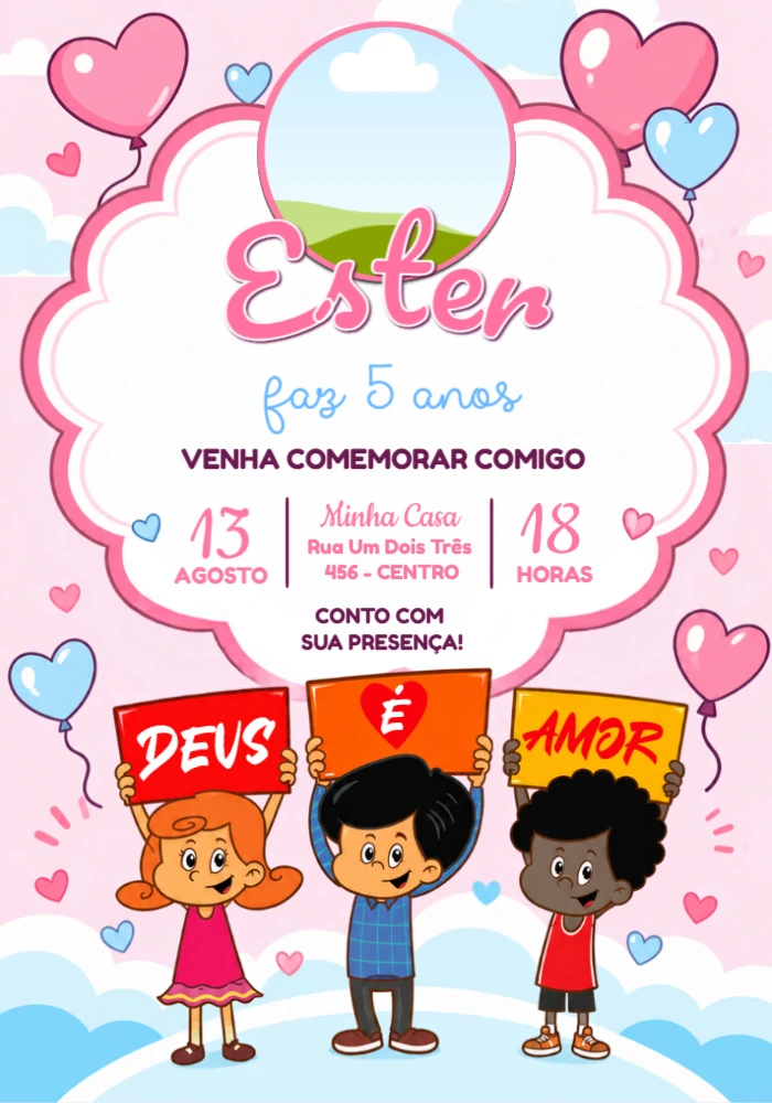 Convite de Aniversário 3 Palavrinhas com Foto para Editar Convite de Aniversário 3 Palavrinhas com Foto para Editar