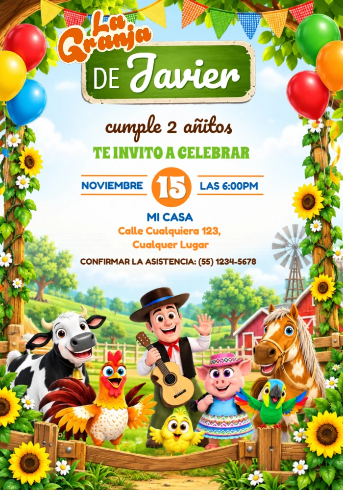 Invitación de Cumpleaños La Granja de Zenón Editable Invitación de Cumpleaños La Granja de Zenón Editable