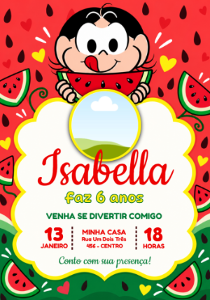 Invitation d'anniversaire Turma da Mônica – Statique – Jotta Arts