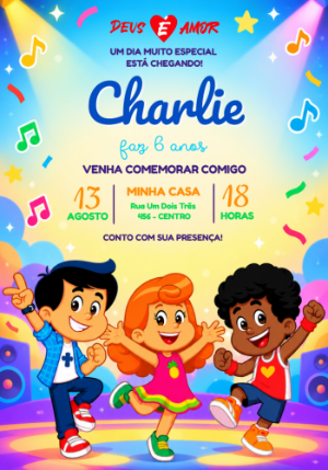 Convite de Aniversário 3 Palavrinhas Digital para Editar