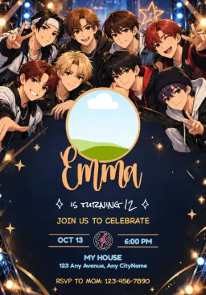 Stray Kids Birthday Invitation On Stage Editable Template