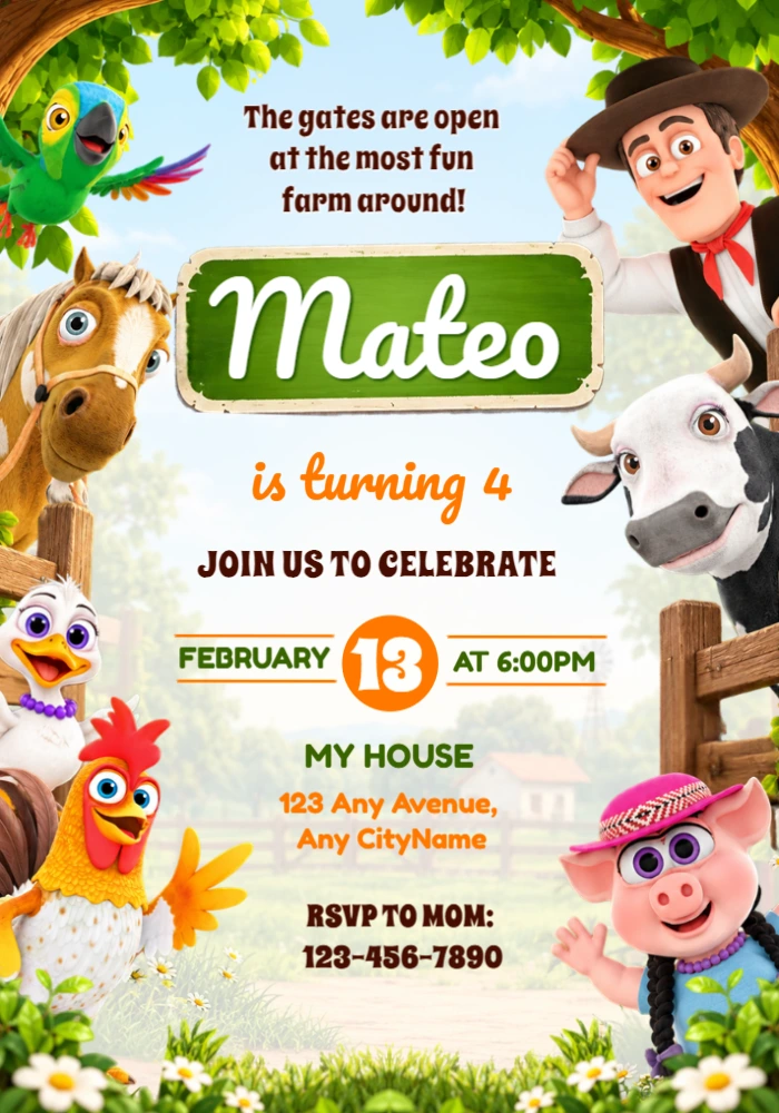 Zenon's Farm Birthday Invitation | Editable Digital Template Zenon's Farm Birthday Invitation | Editable Digital Template