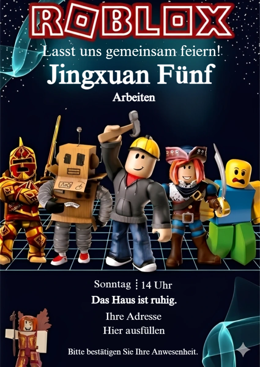 Roblox Geburtstagseinladung | Bearbeitbare Vorlage zum Teilen Roblox Geburtstagseinladung | Bearbeitbare Vorlage zum Teilen
