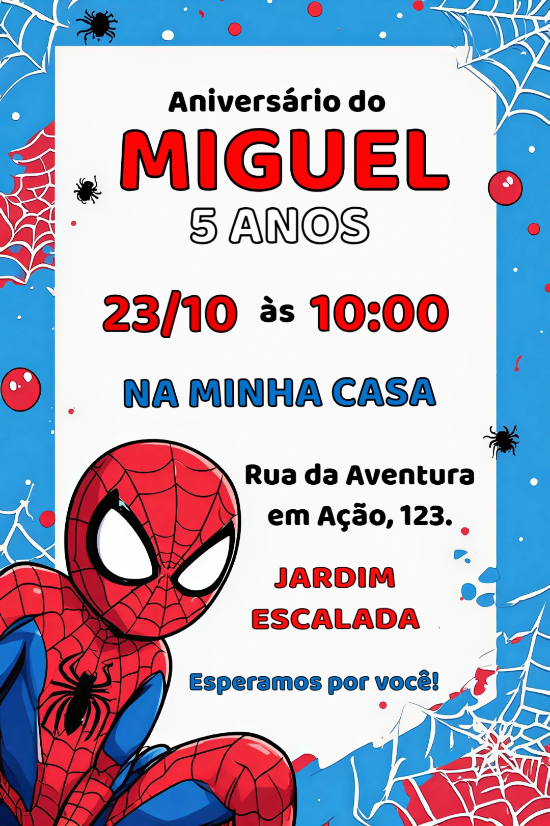 Convite de Aniversário Homem-Aranha Estilo Quadrinhos para Editar Convite de Aniversário Homem-Aranha Estilo Quadrinhos para Editar