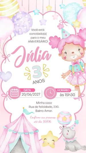 Invitación de cumpleaños Circo – Estático – Gley Leobas