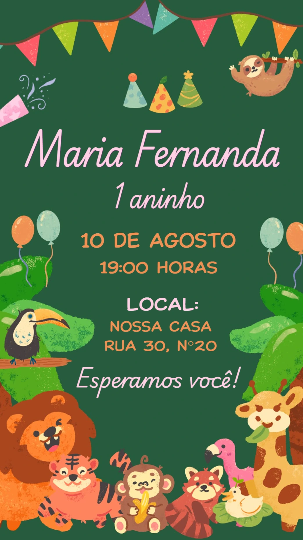 Convite de Aniversário Safari Modelo Digital Editável Convite de Aniversário Safari Modelo Digital Editável