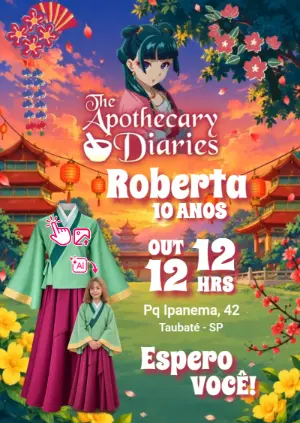 Convite Animado The Apothecary Diaries: Vire a Personagem com Foto IA